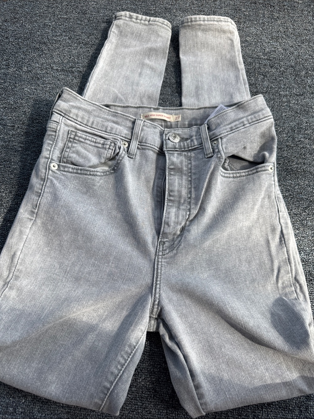 Levi's High-Rise Light Gray Straight Jeans